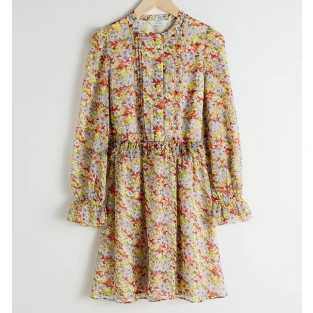 & Other Stories Floral Ruffled Minidress, Cottagecore, Boho, Romantic, Women's 0
